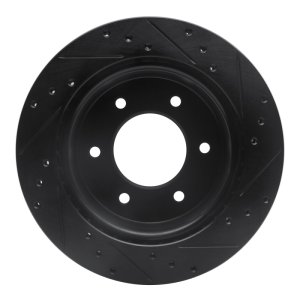 Ford Bronco Brake Rotor (1) - Rear Left - R1 Concepts - Drilled & Slotted - Black - `19-`25